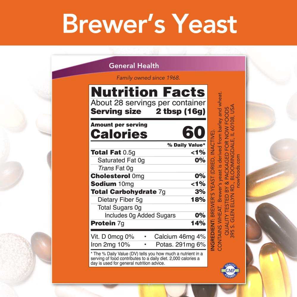 NOW Foods Brewer's Yeast, 1 Pound (Pack of 2)