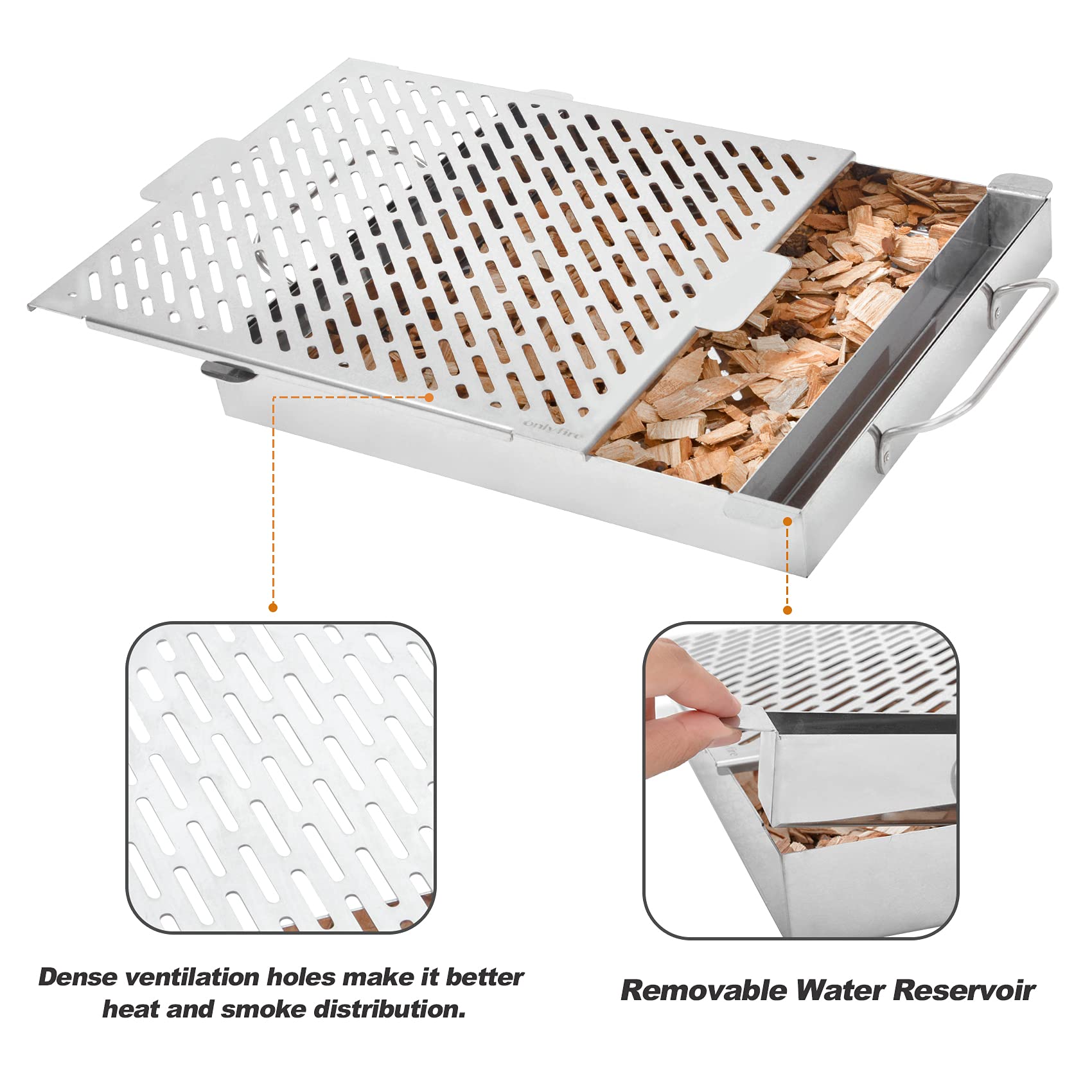 2 Stück Räucherboxen Aus Edelstahl – Für Gas-/Holzkohlegrills, 9,5x21,6x4,3 Cm, Mit Klappdeckel