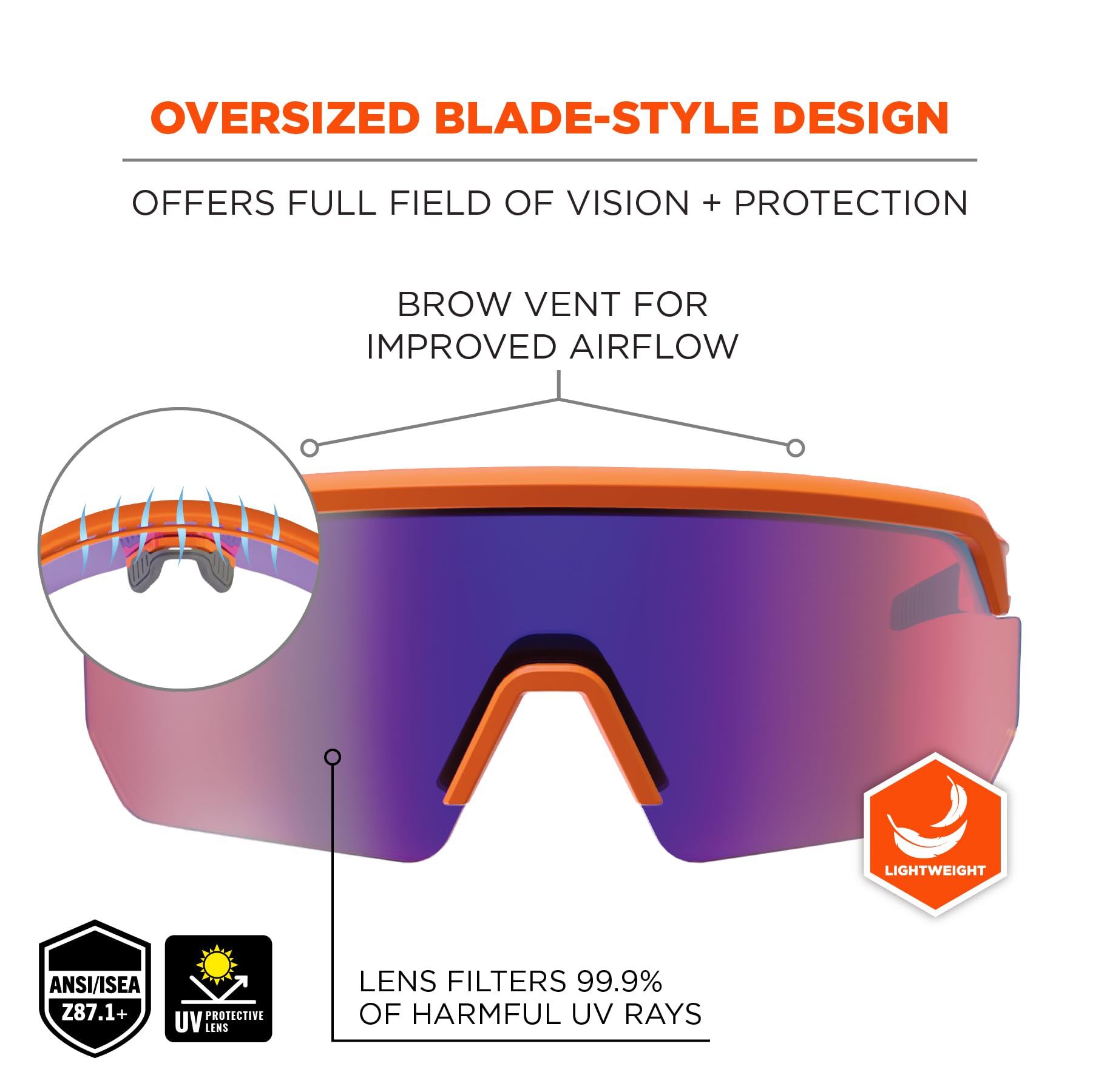 Ergodyne Skullerz AEGIR Sicherheits-Sonnenbrille, verspiegelte Gläser, ANSI z87.1