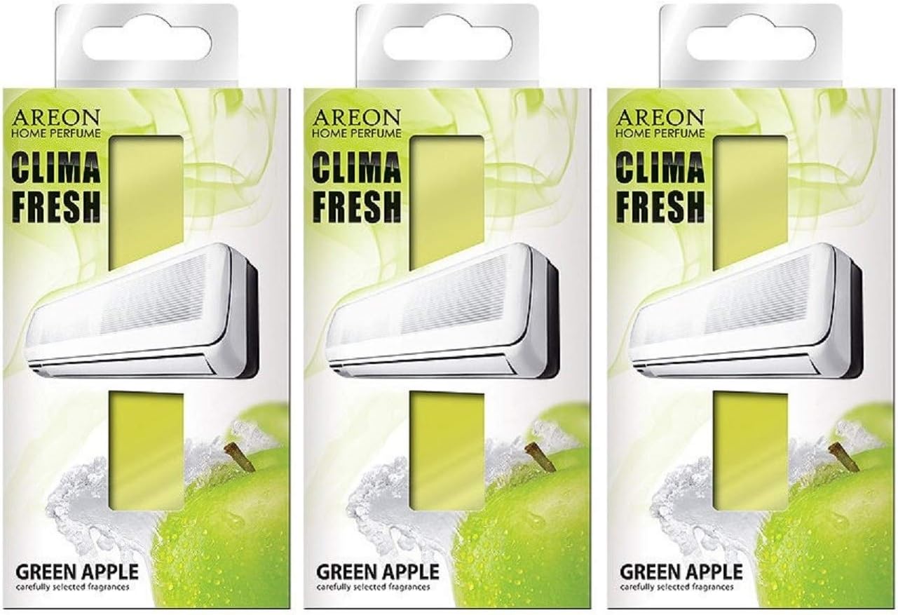 Areon Clima Air Freshener Home Conditioner Green Apple Multi Pack Set of 3