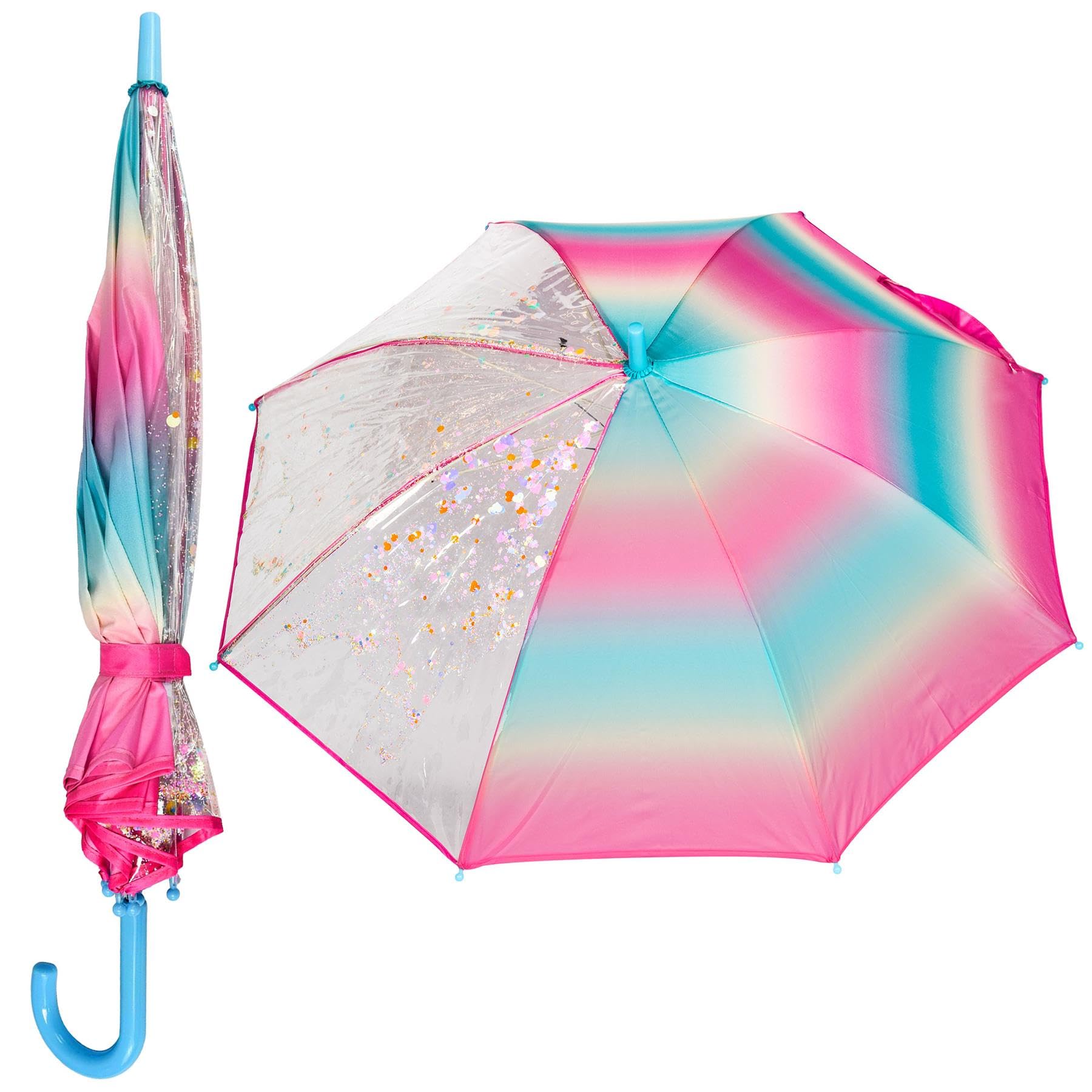 A2Z 4 Kids Girls Stick Umbrella Walking Umbrellas for Rain Windproof Waterproof Brolly - Umbrella Rainbow