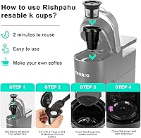 Vista 4 de K Cups reutilizables, paquete de 4 cápsulas de café reutilizables con cuchara de café, filtros de café recargables K Cups con malla de acero