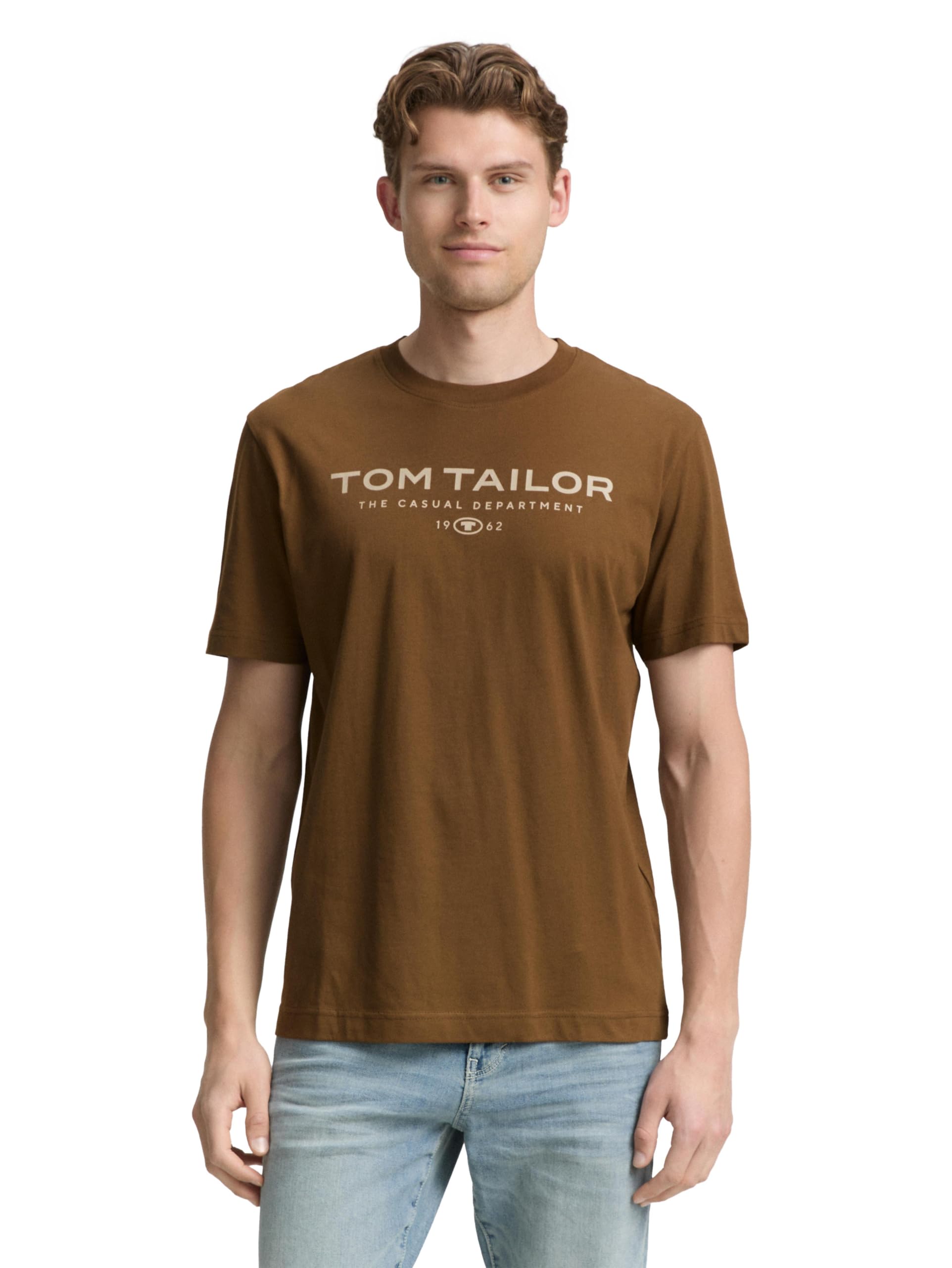 Tom Tailor Herren T-Shirt aus Baumwolle mit Logo-Print