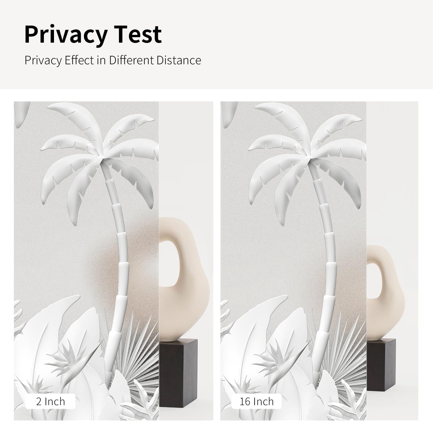 Faux 3D Frosted Tropical Window Privacy Film for Glass Door and Window， 16.93"x78.74" 3D-Coconut Trees
