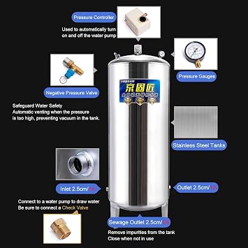 Pressure Vessel Pressure Tank 60 100 160 200 250 300 L Water Storage Pressure Tank 220 V Stainless Steel High Pre-Pressure Tank Portable Pressure Reservoir