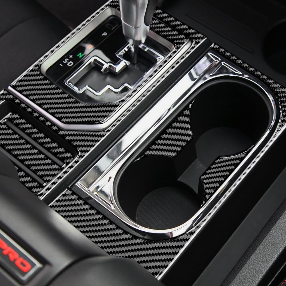 AIRSPEED for Toyota Tundra Double Cab 2014-2021 Center Console Gear Shift Panel Cover Carbon Fiber Interior Trim Accessories, Black