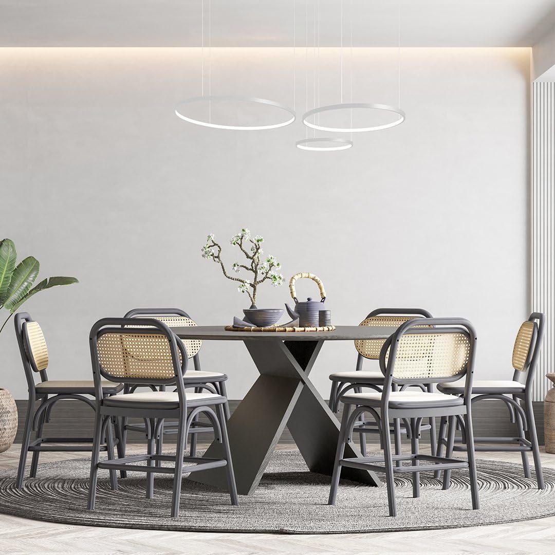 NEONA CAECILIA LED Pendelleuchte dimmbar mit Fernbedienung – 3-Ring Hängeleuchte warmweiß bis kaltweiß, Memory-Funktion, Aluminium, Ø 70/55/40 cm, höhenverstellbar, 3 Jahre Garantie (Weiß)