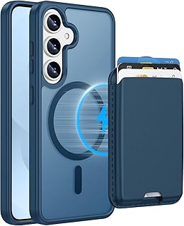 Magnetic for Samsung Galaxy S25/S24 Case with Detachable Magnetic Wallet, Compatible with MagSafe, Credit Card Holder, RFID Blocking, Military Protective Slim Phone Cover, Deep Blue