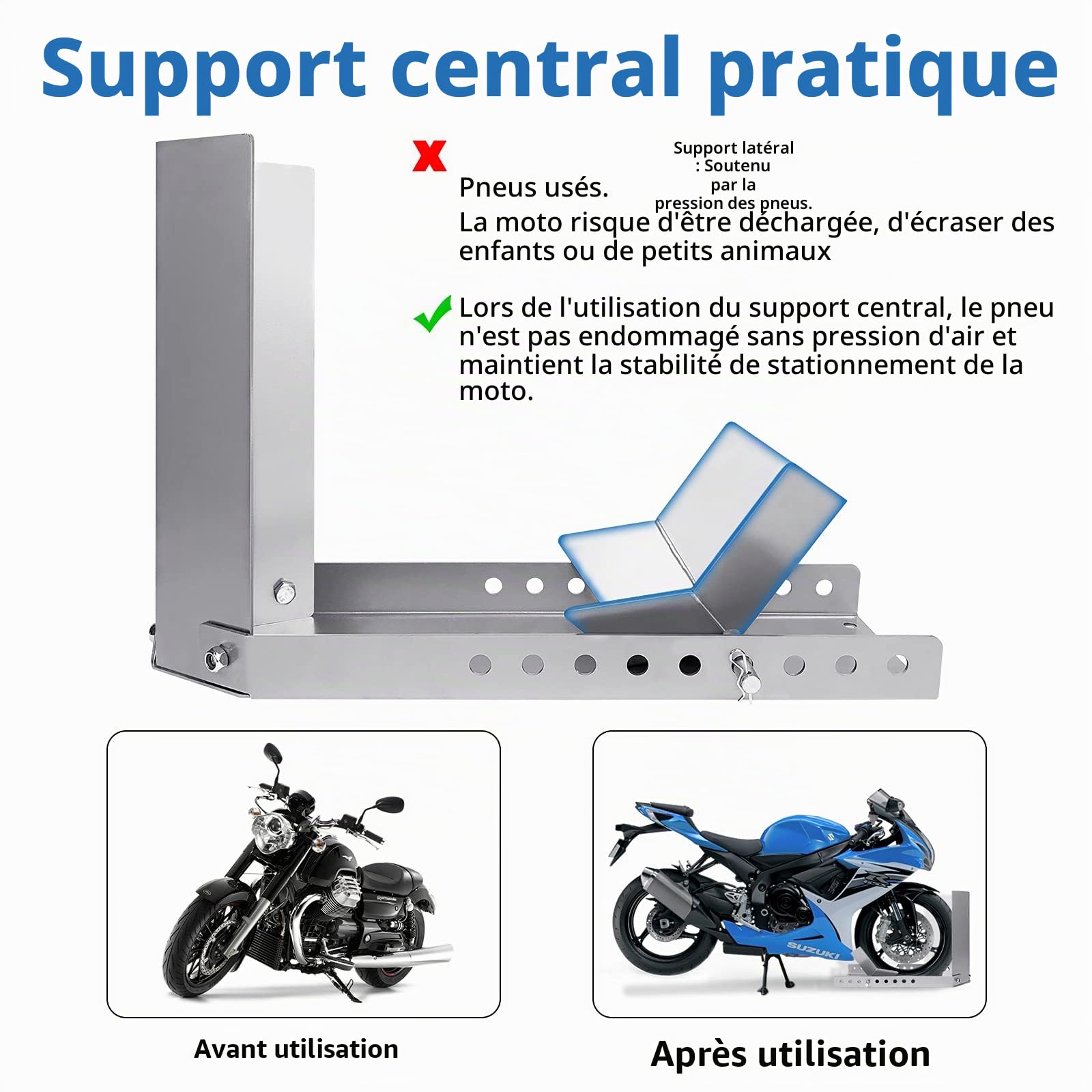 YRHome Support Moto Bloque Roue Moto-Support de Transport Chargement-Pince de Roue Avant-la Roue des Couleurs