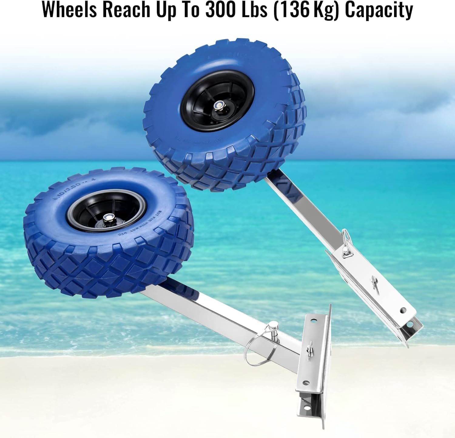 Boat Launching Wheels for Inflatable Boats - 10" Inflatable Boat Launch Wheels, 300 lbs Capacity, Beach Cart Wheels, Removable Accessories for Inflatable Dinghies, Rowing Boats & Sailing Boats