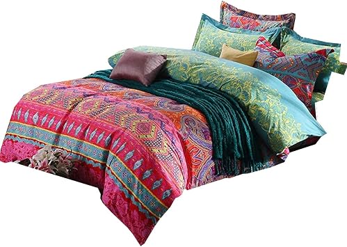 Newrara Home Textile,Boho Style Duvet Cover Set,Bohemia Exotic Bedding Set,4pcs Bedding Set,Queen Queen