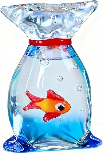 Figura de pecera de cristal en miniatura decorativa Goldfish Acuario Ornamento de océano Tema Regalo