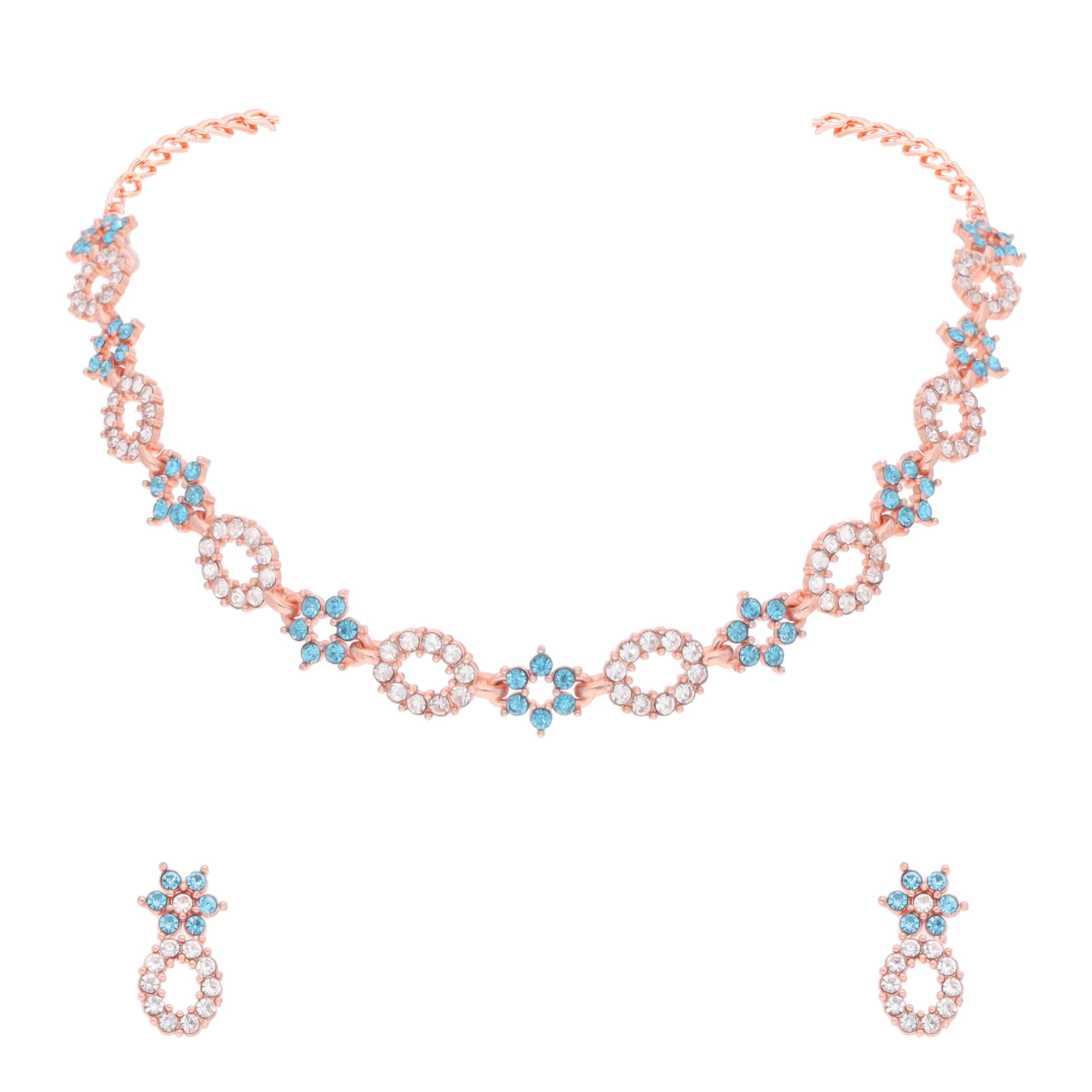 Brado Jewellery Beautiful Rosegold Polished AD Studded Necklace Jewellery set with Matching Earrings for women and Girls (B0D77RNJRF) Amazon Price History, Amazon Price Tracker