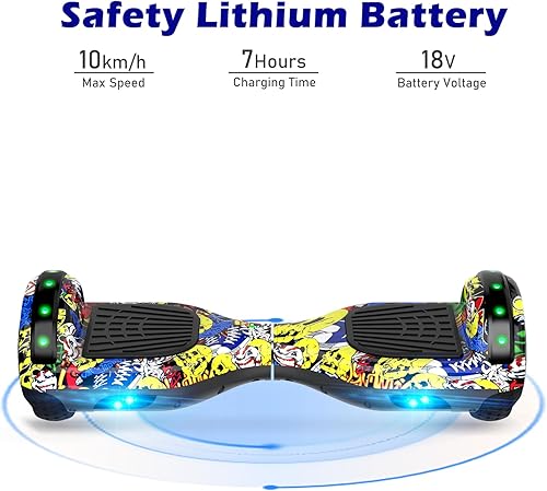 Miniatura 7 de UNI-SUN Hoverboard para niños, patineta eléctrica de dos ruedas de 6.5 pulgadas, auto balanceo con luces LED para adultos, UL 2272 certificado Hover