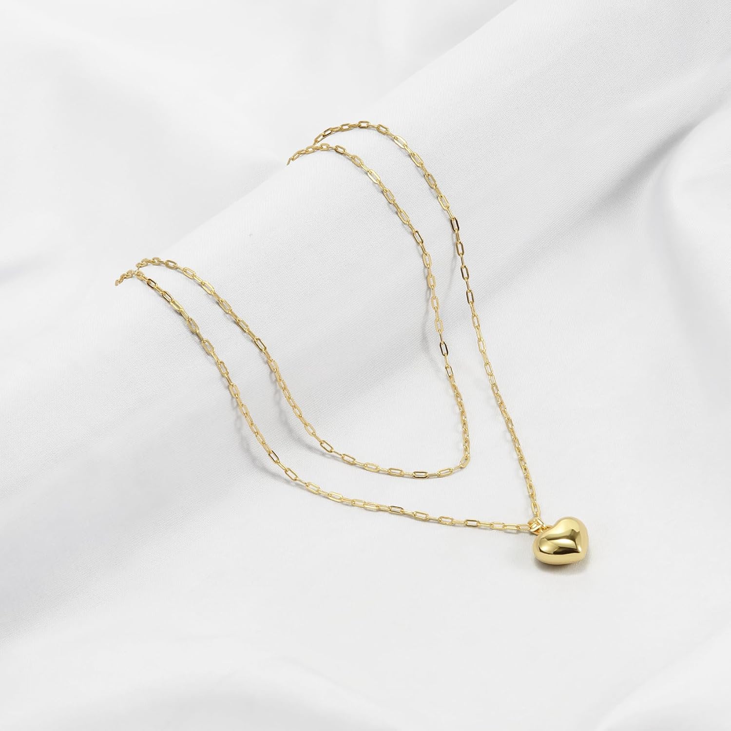 Layered Necklaces for Women 14K Gold Plated Trendy Snake Personalized Heart Pendant Chain Choker Jewelry - Image 6