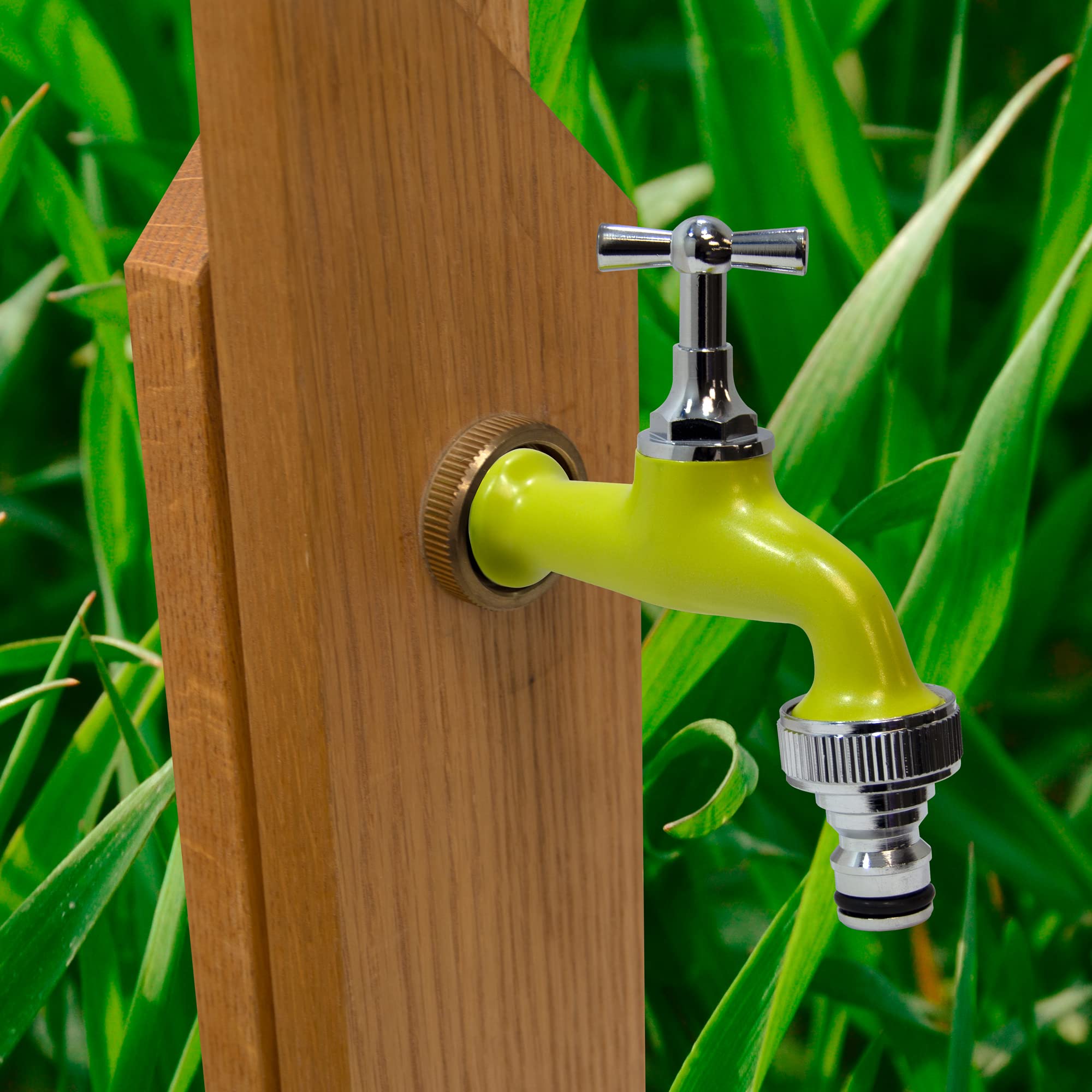 S&M 590245 Gartenarmatur, verstellbar, ½ Zoll, Pistaziengrün, mit Automatikanschluss für Schlauch Colortaps