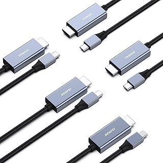 BENFEI 5 Pack USB C to HDMI 6 Feet Cable [4K@60Hz, Aluminum Shell, Nylon Braided], Thunderbolt 3/4/5 Compatible with iPhone 15 Pro/Max, MacBook Pro/Air 2023, iPad Pro