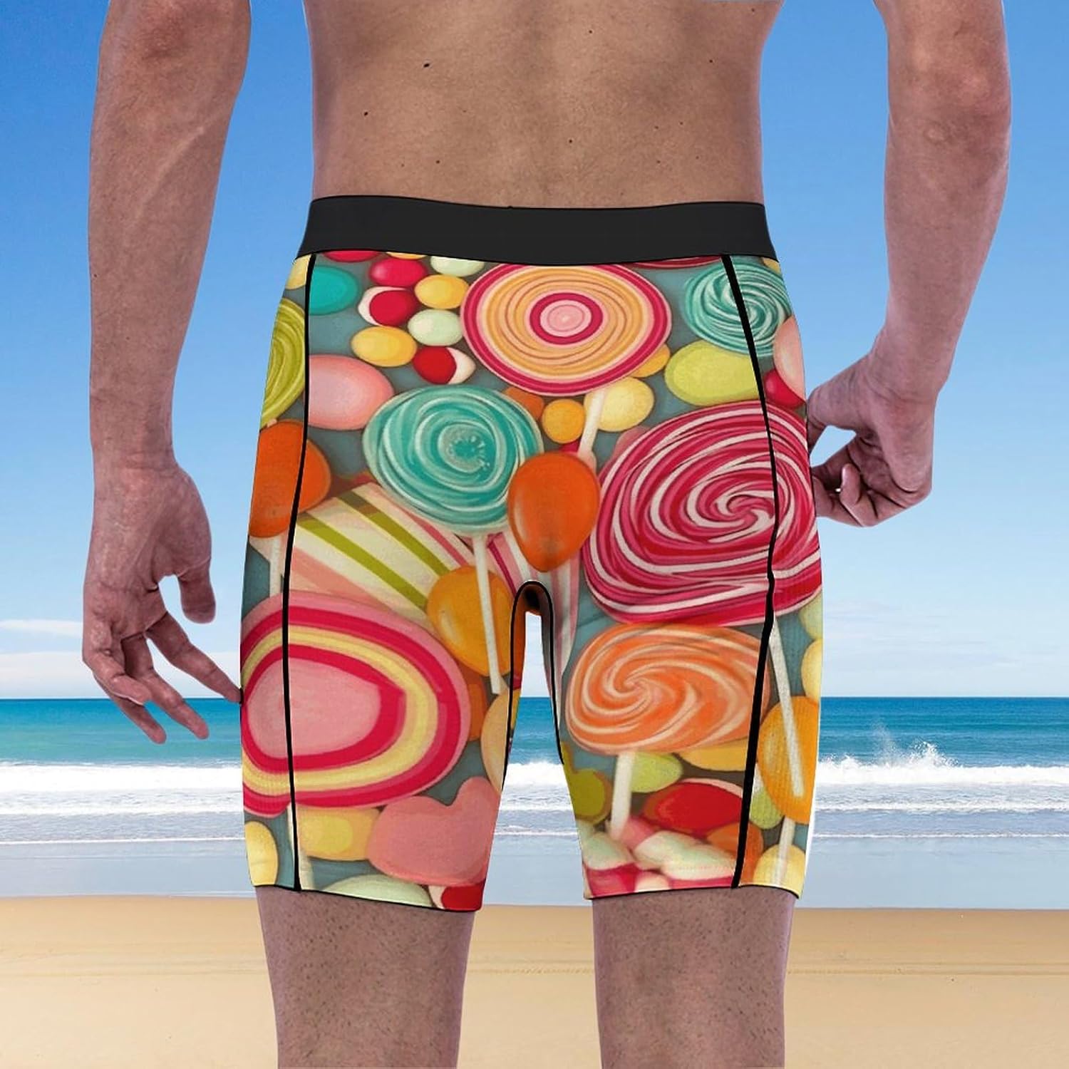 Lollipops Pattern Compression Shorts Men Spandex Sport Shorts Workout Performance Baselayer Underwear