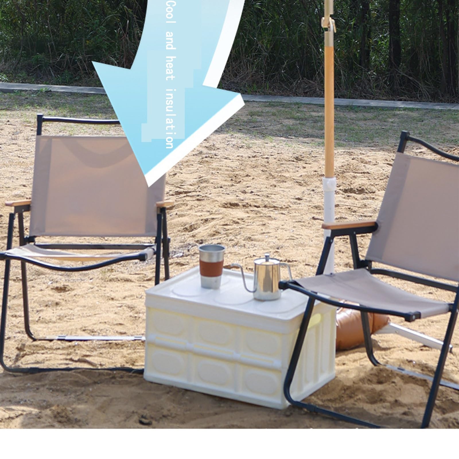 Ombrello da giardino con apertura a bottone, impermeabile, con nappa, asta e stecche in legno, con borsa per il trasporto, per terrazza e piscina