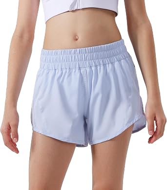Aurefin Girls Athletic Shorts, Quick Dry Running Shorts for Kids Teen Girls Active Sports Track Shorts with Zip Pocket Liner