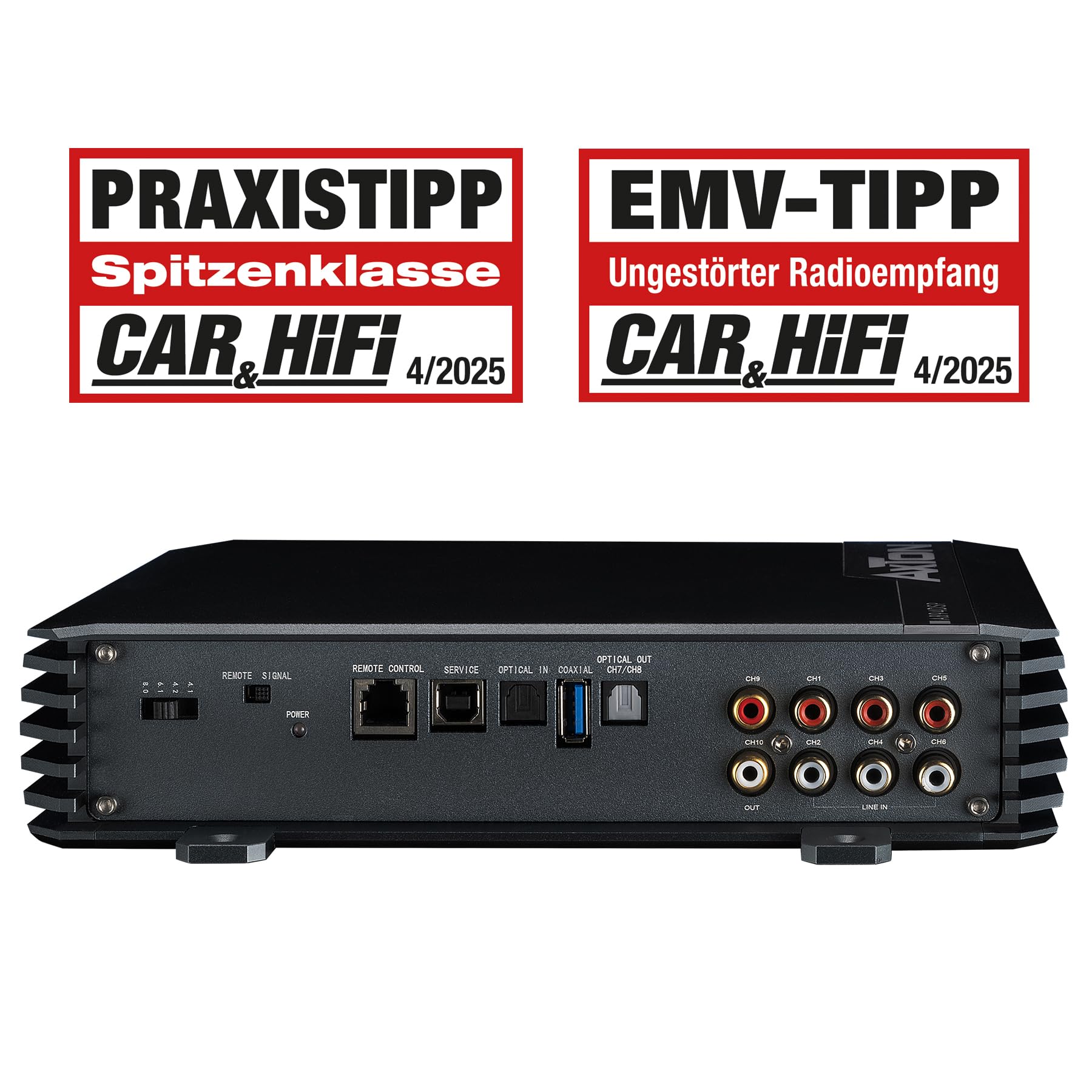 AXTON A894DSP - Amplificatore a 8.1 canali con DSP, amplificatore per auto con processore audio digitale, controllo app cellulare, streaming audio Bluetooth, audio Hi-Res opzionale