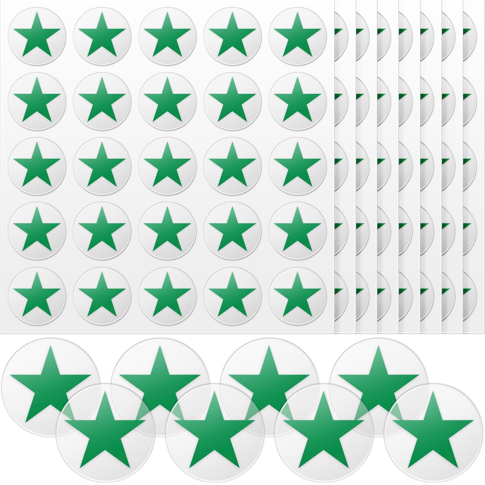 Leinuosen Helmet Stickers Football Baseball Helmet Decals 1-1/8 Inch Vinyl Sports Football Decals Self Adhesive Hockey Stickers for Hockey, Lacrosse, Batting(Clear Print Green, Star)
