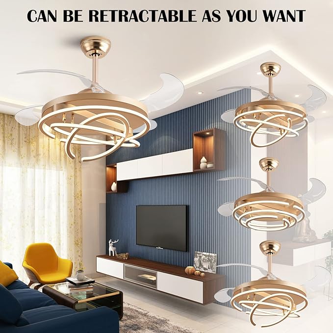 Ventilador de Techo 42" con Luz LED, Control Remoto, 6 Veloc miniatura 5