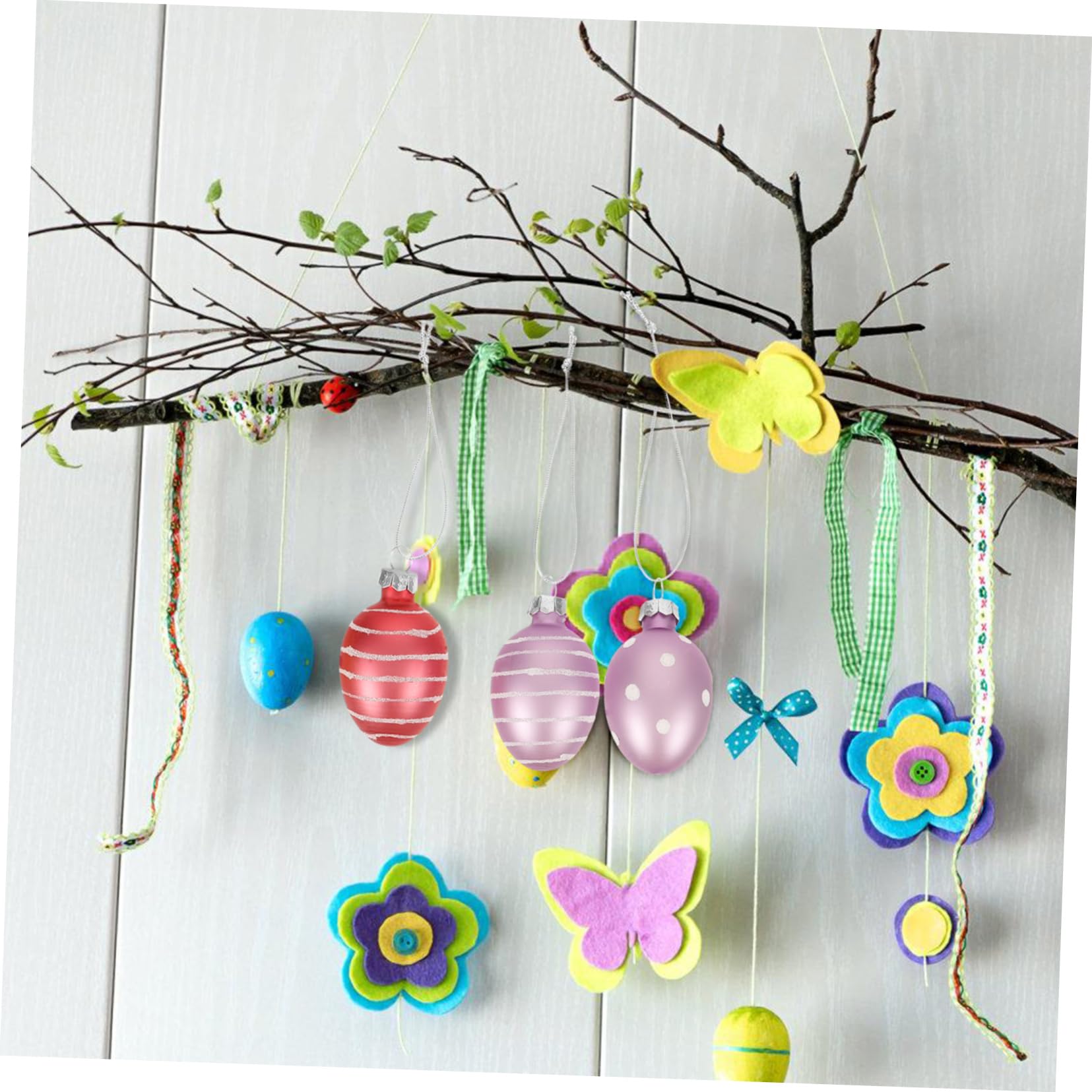 2 Sätze 2 Sets Glas Ei Anhänger Eiförmiger Baum Hängeschmuck Osterei Hängeornament Motto Dekoration Festival Themen Hänge Ei Ornamente Ostern 12 Stück * 2
