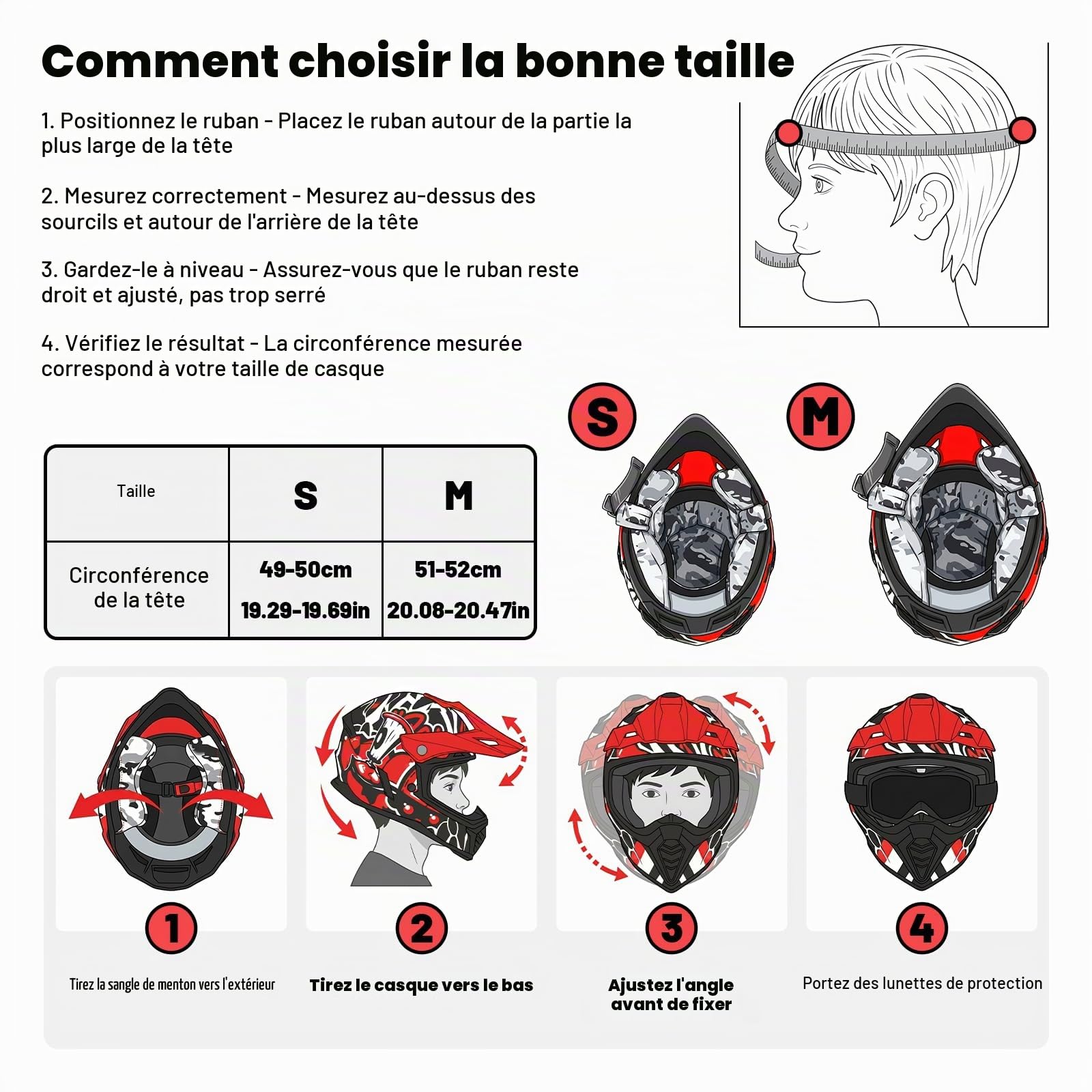 Favoto Casque Motocross Enfant Intégral avec Visière & Casquette Solaire - Certifié ECE 22.06 Casque Cross Léger pour Dirt Bike Off-Road Quad Go-Kart Garçon Fille