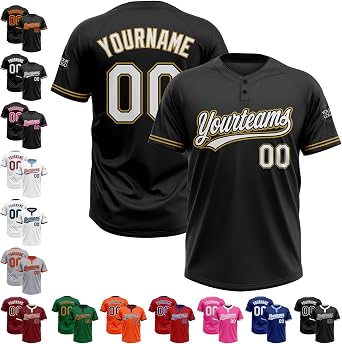 Personalized Boys Baseball Jerseys Custom Two Button Softball Shirts Sports Uniform Men Women Youth