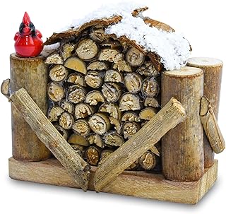 1PC Christmas Village Wood Pile, 4.1 x 1.77 x 3.34 Inch Natural Wood Log Firewood Pile Figurine Christmas Village Accessories for Xmas Table Decorations Ornaments