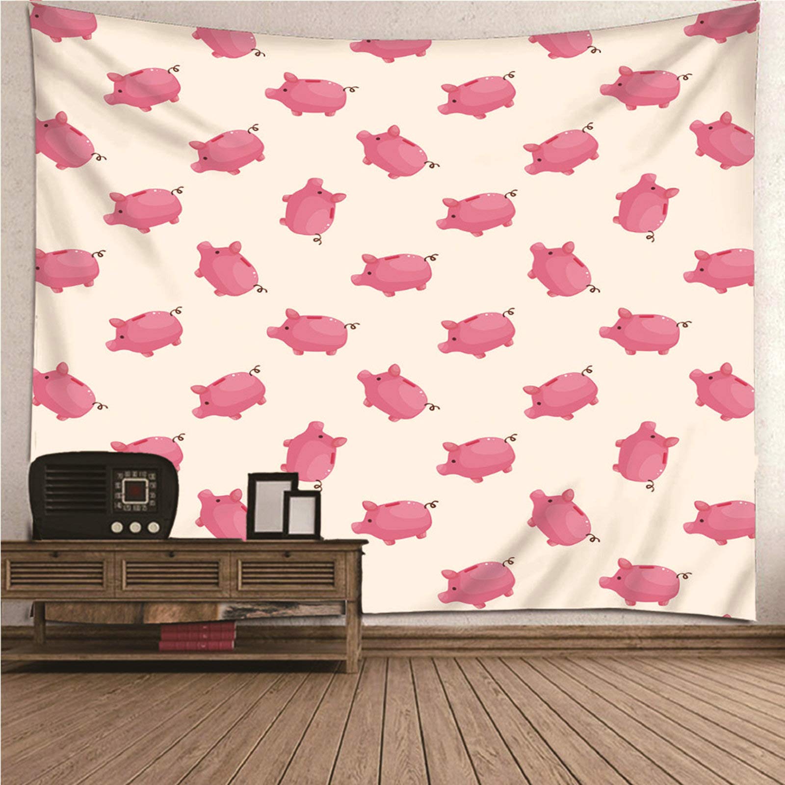 Tapiz de pared de cerdos rosas KnSam: alegra tu salón con esta decoración de 150x130 cm