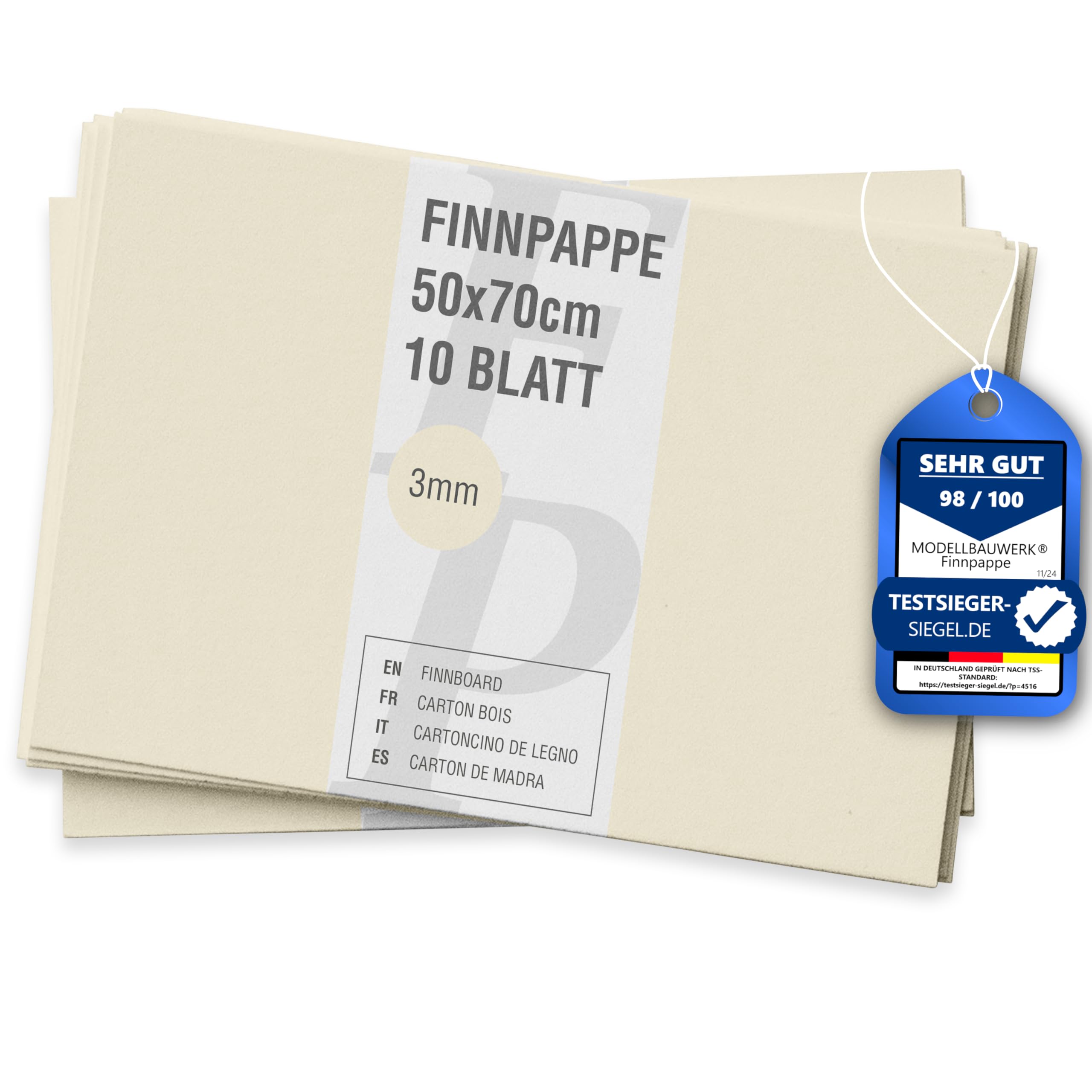 10 Blatt Finnpappe 50x70cm | 3mm Stärke | Modellbauwerk® | für Modellbau und Bastelarbeiten | Architektur | Studium | Material | Diorama | Holzpappe | Kreativ sein