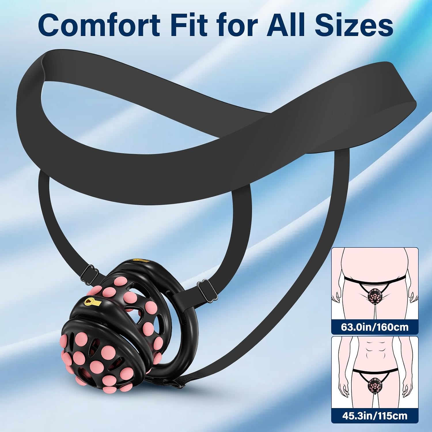 Male Chastity Adjustable Cage - Lightweight Chastity Devices with 6 Size Rings Invisible Lock, 3D Printed Cock Cage with Massage Beads for Advanced Men, BDSM Adjustable Belt Bondage Cage Sex Toys