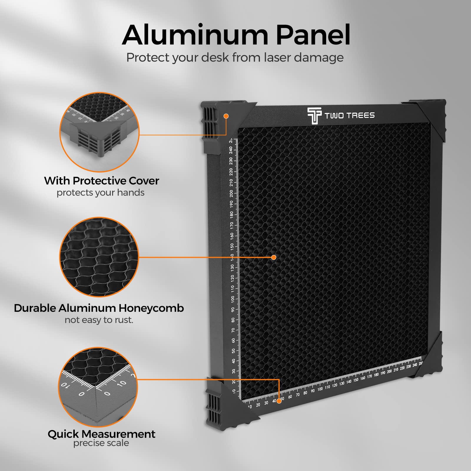 Twotrees Honeycomb Wabentisch für Laser Graviermaschine, 300x300x22mm(11.81"*11.81"*0.86") Waben Laser Arbeitsplatte, Tischschutz mit Aluminiumplatte, Kompatibel mit verschiedenen Graviermaschinen