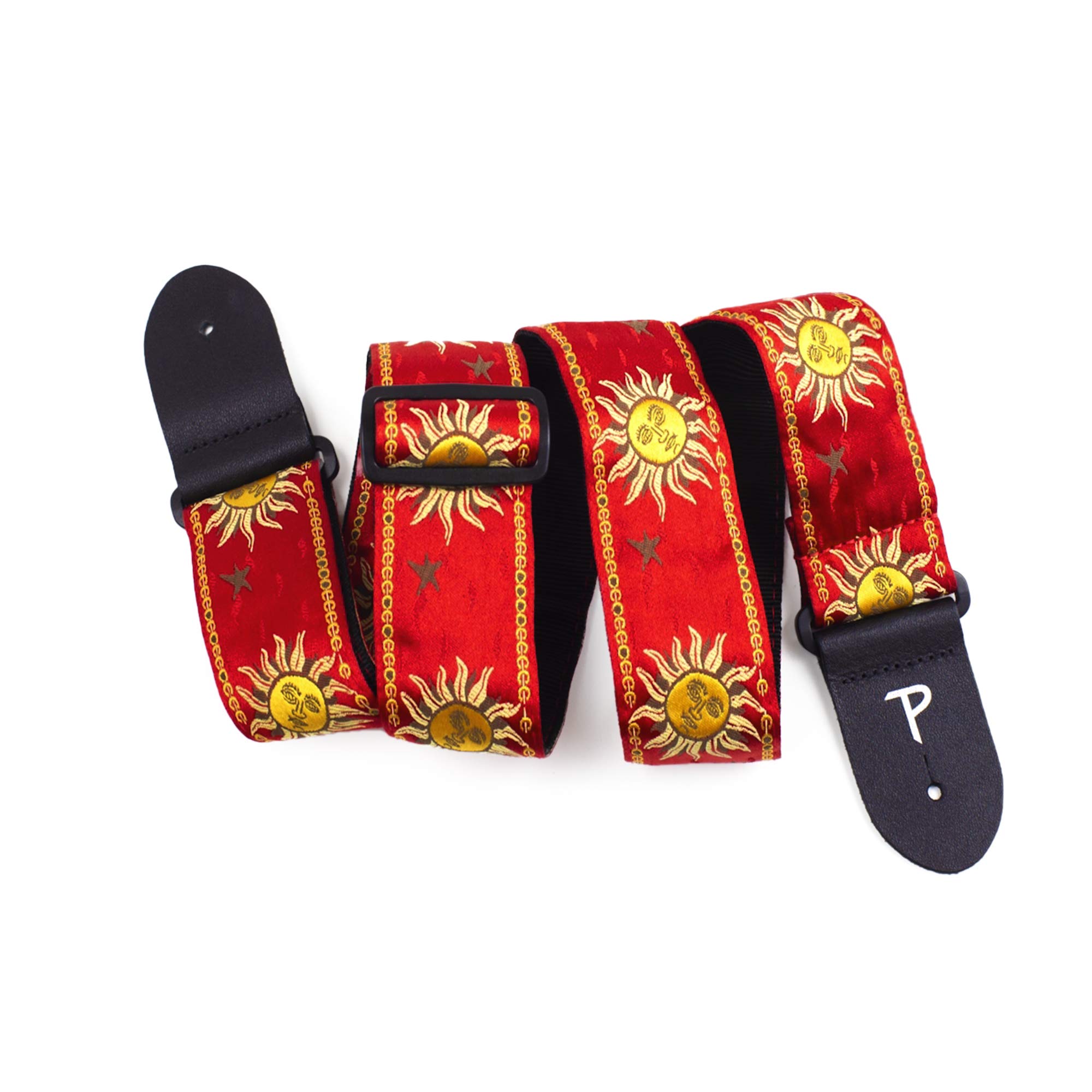 Perri's Leathers Ltd. - Tracolla per Chitarra - Nylon - Jacquard - Hello Sunshine - Rosso - Regolabile - Per Chitarre Acustiche/Elettriche/Bassi - Fabbricata in Canada (TWS-7010)