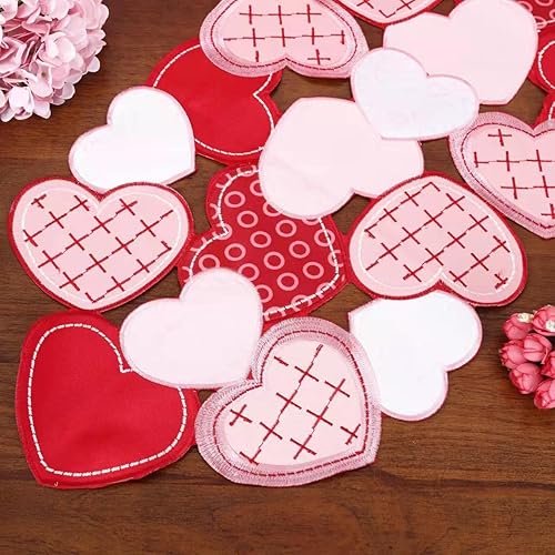 Miniatura 4 de GRANDDECO Juego de 2 manteles individuales para el día de San Valentín, 12 x 18 pulgadas, línea de mesa de corazón rojo dulce para el día más dulce,