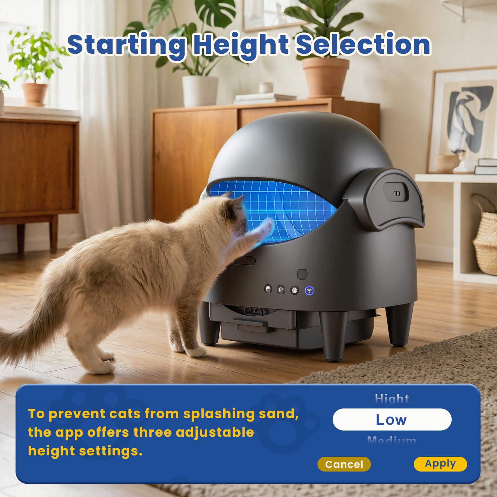 Lettiera Gatto Autopulente, Lettiera Elettrica Per Gatti Con Sensori Di Sicurezza,Controllo App,Protezione Anti-Pizzicamento,Sicurezza Lettiera Autopulente Per Gatti