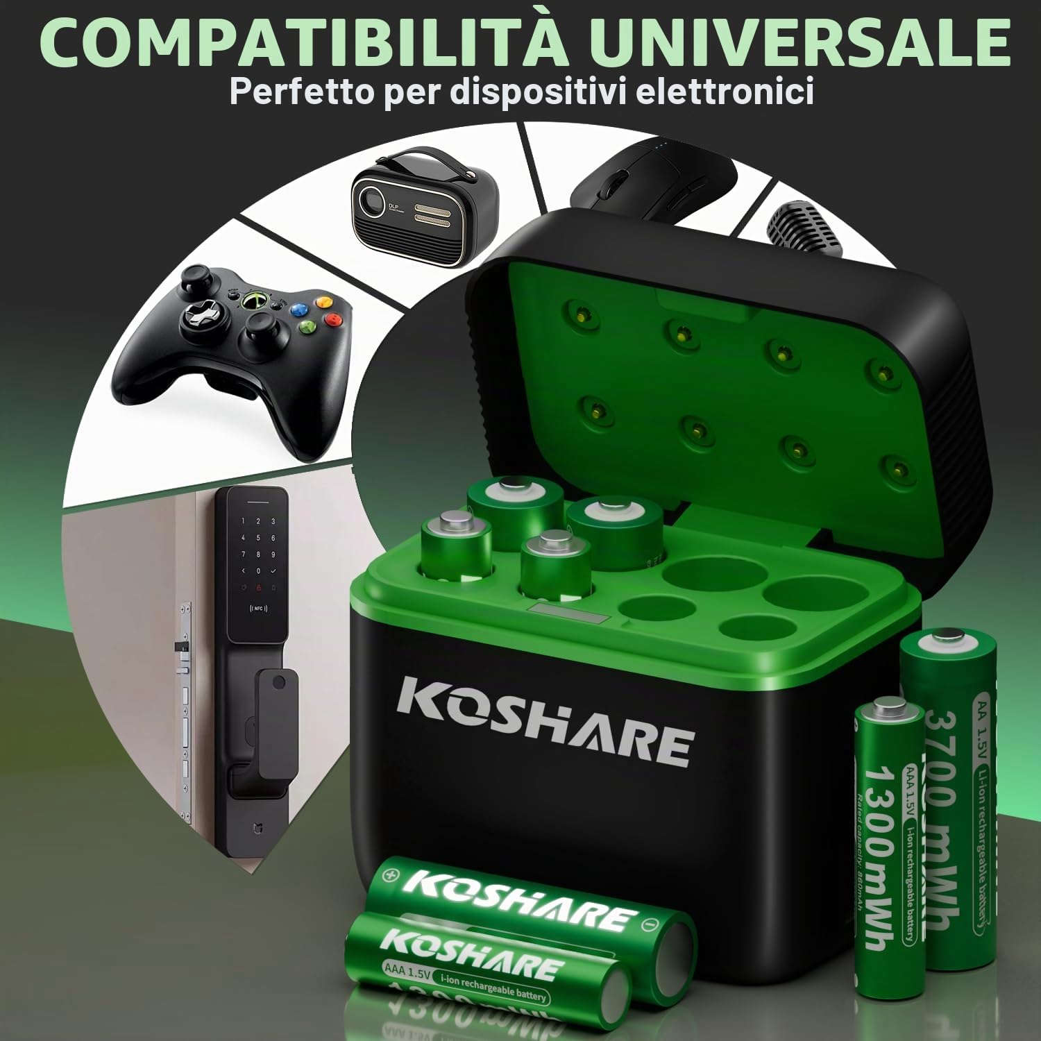 Batterie ricaricabili AA AAA al litio 1.5 V 3700 mAh 1300 mAh 4 pz con caricabatterie