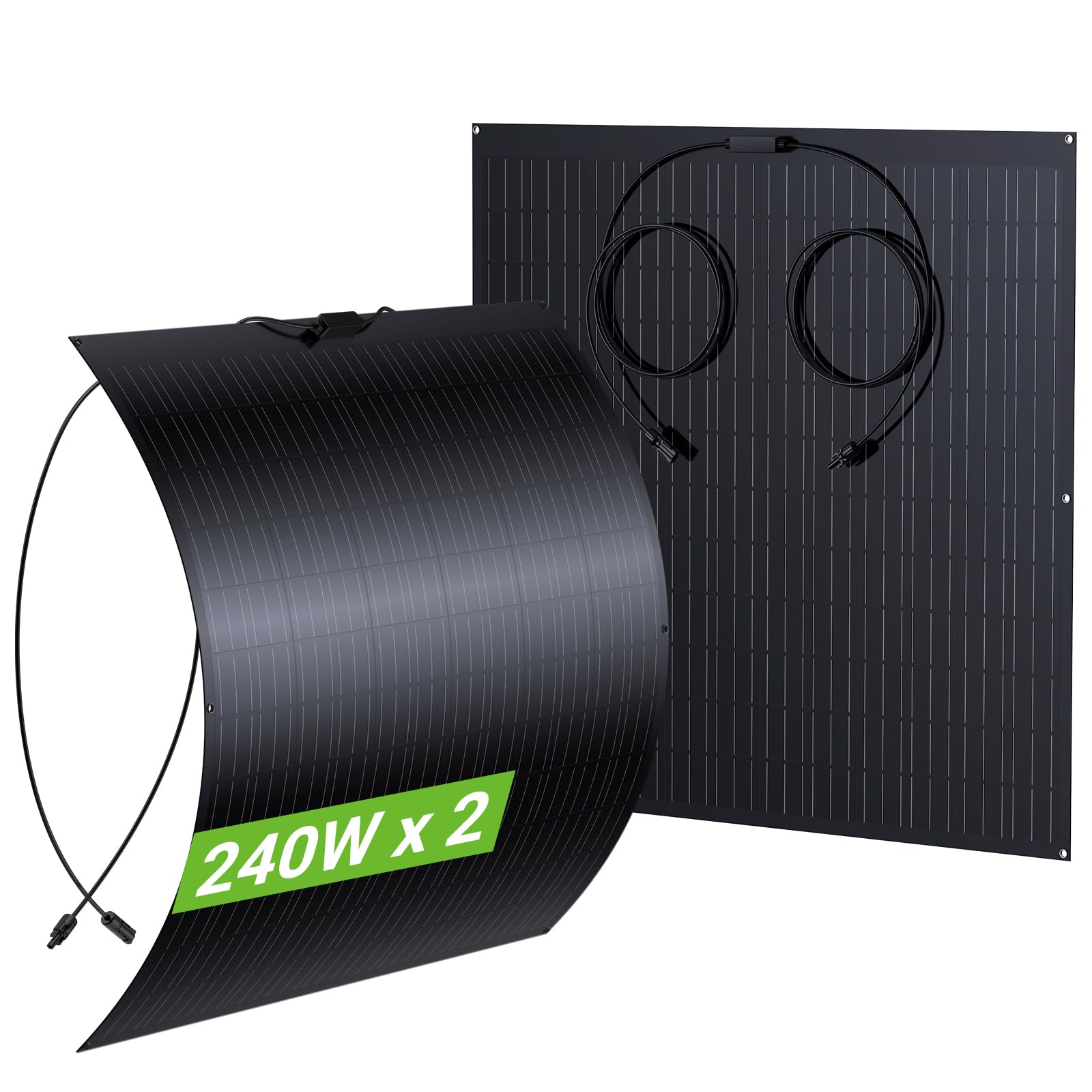 480W Flexibel Solarpanel, 2 x 240W Flexibles Solarmodule, IP67, 23,5% Umwandlung Photovoltaik Panel Balkonkraftwerk Solarzelle Ideal für Wohnmobil Boot Balkon Camper Gartenhaus Dach