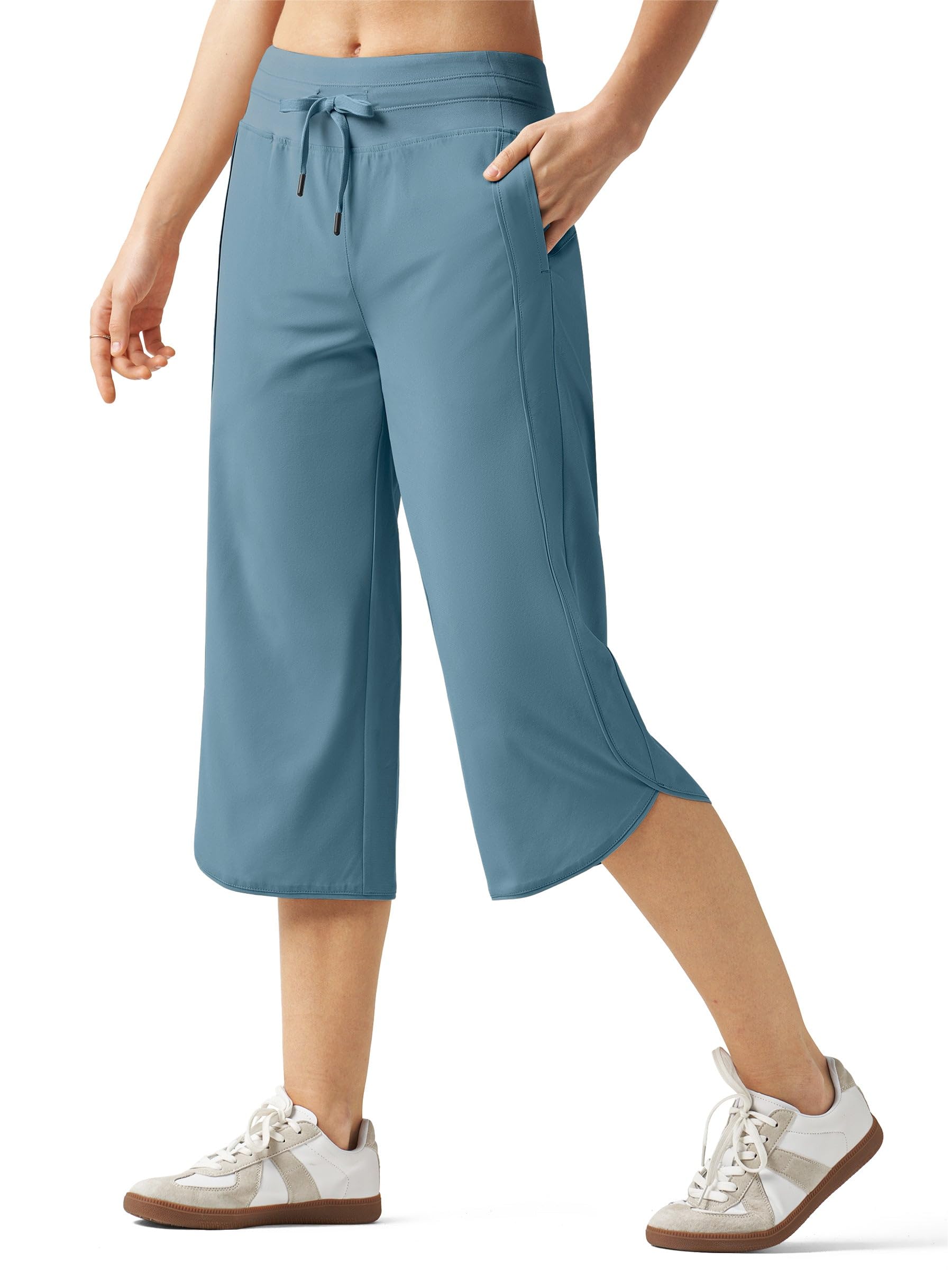 Willit Women's Capri Athletic Hiking Wide Leg Quick Dry Capri Pants Casual Lightweight Summer Cropped Pants