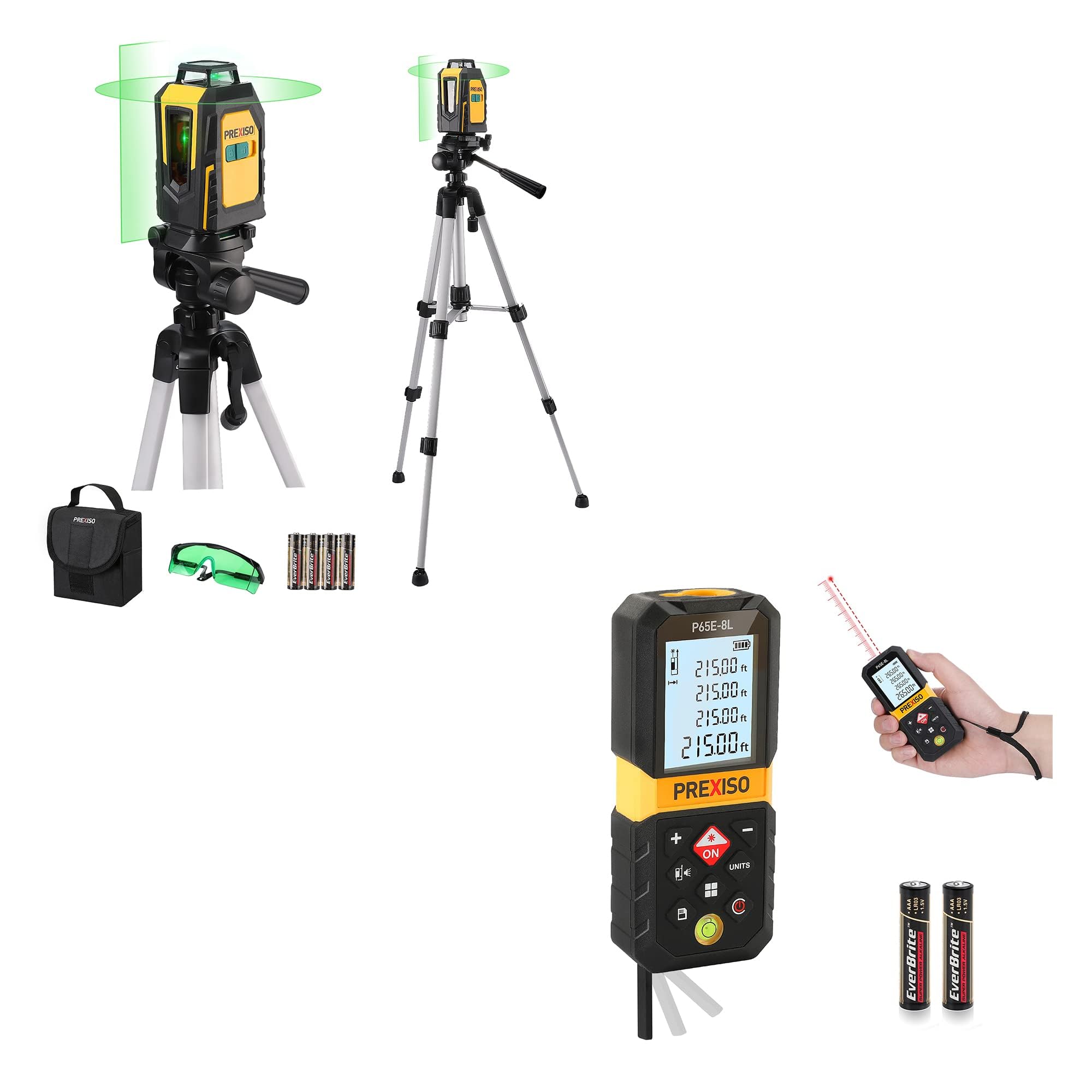 PREXISO 215Ft Laser Measure with Entension for Diagonal Measuring