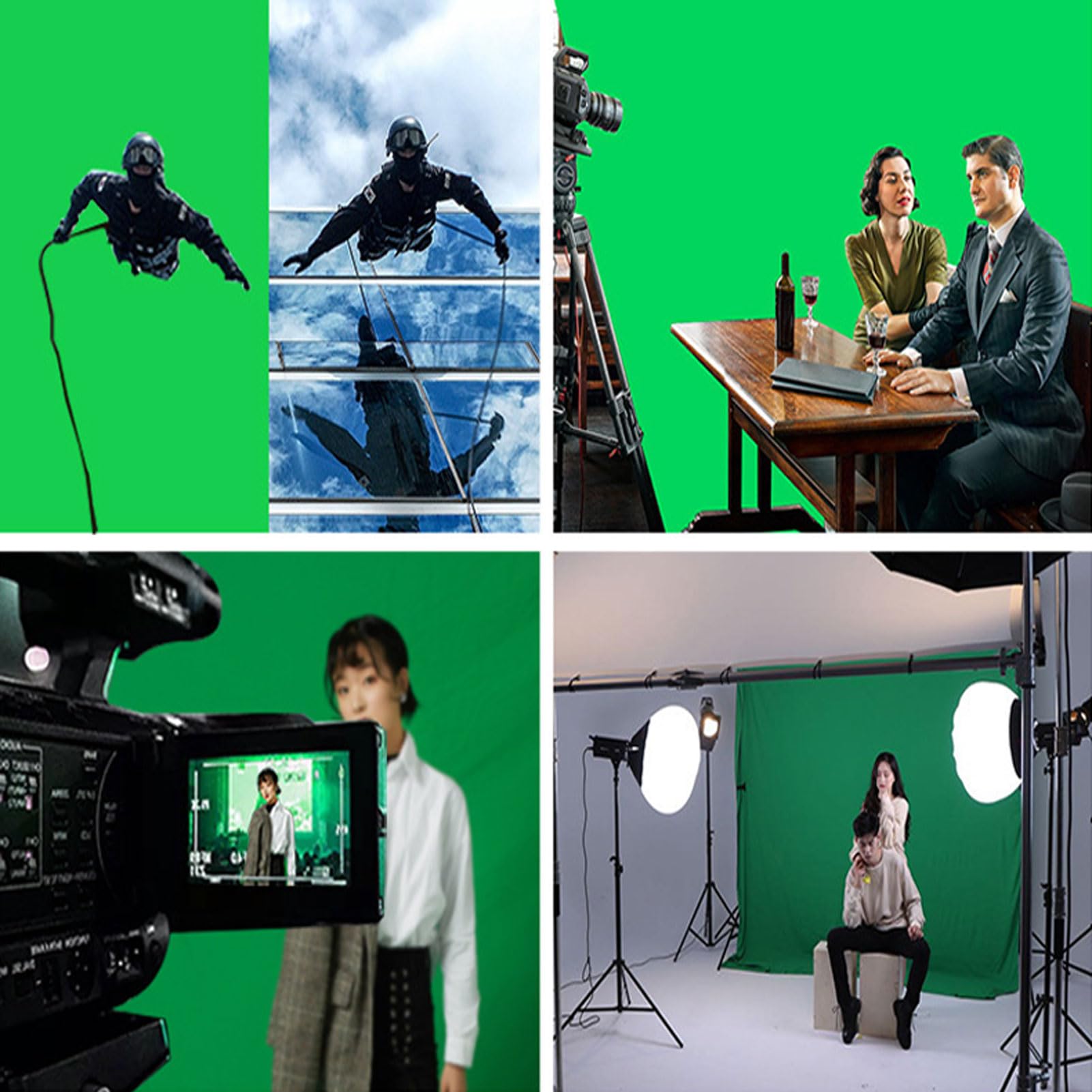 Tło do fotografii, tło do zdjęć kurtyna zielona, ​​tło portretowe, szyta kieszeń na pręt grubsza, do fotografii, sesji zdjęciowej, nagrywania wideo, Studio (3x10m)