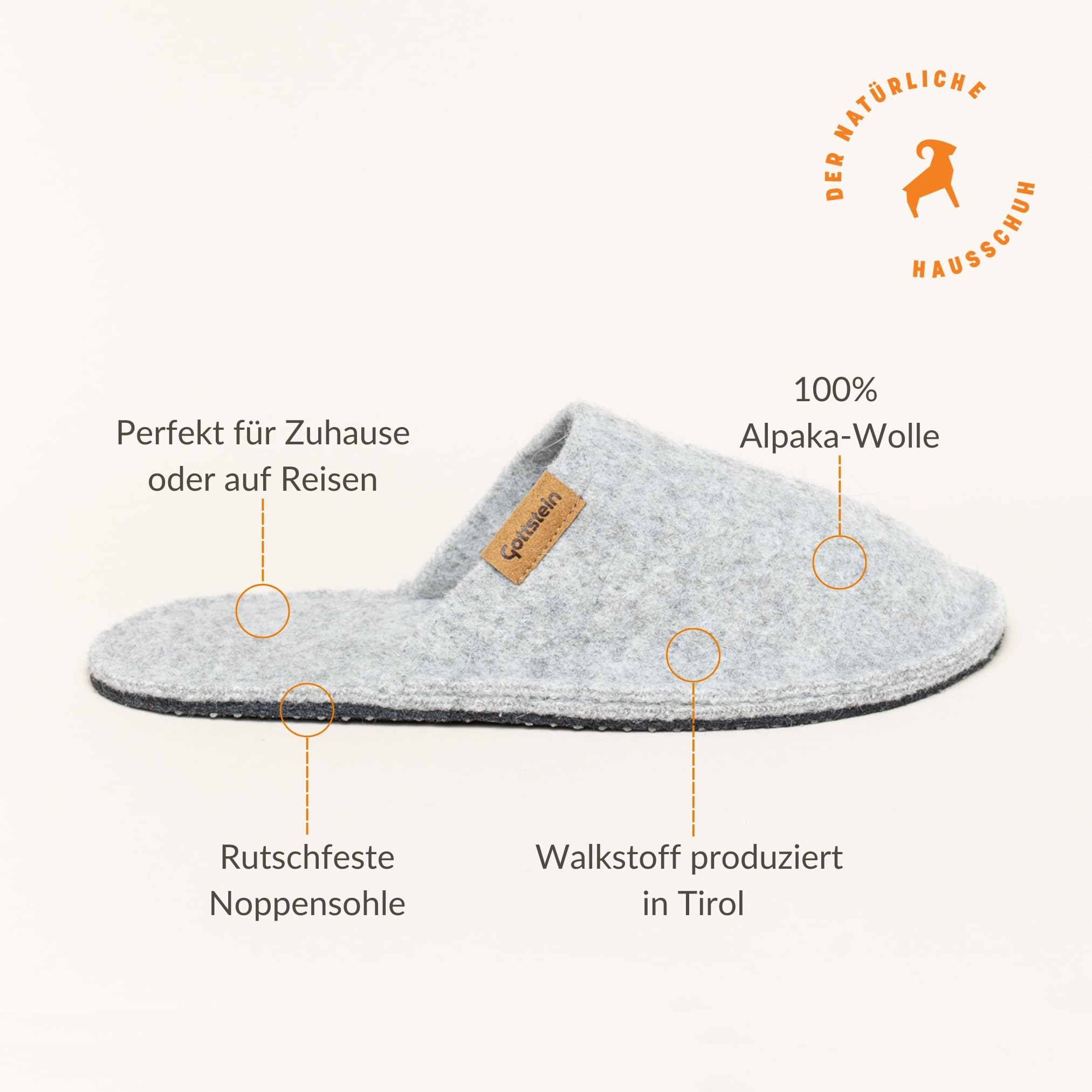 Gottstein Filz-Pantoffel Cozy aus 100% Alpaka-Wolle - Nachhaltig produziert in Tirol