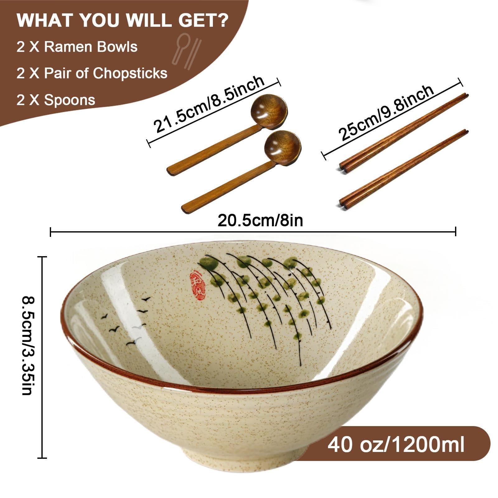 mehrido Ceramic Ramen Bowl Set - Image 2