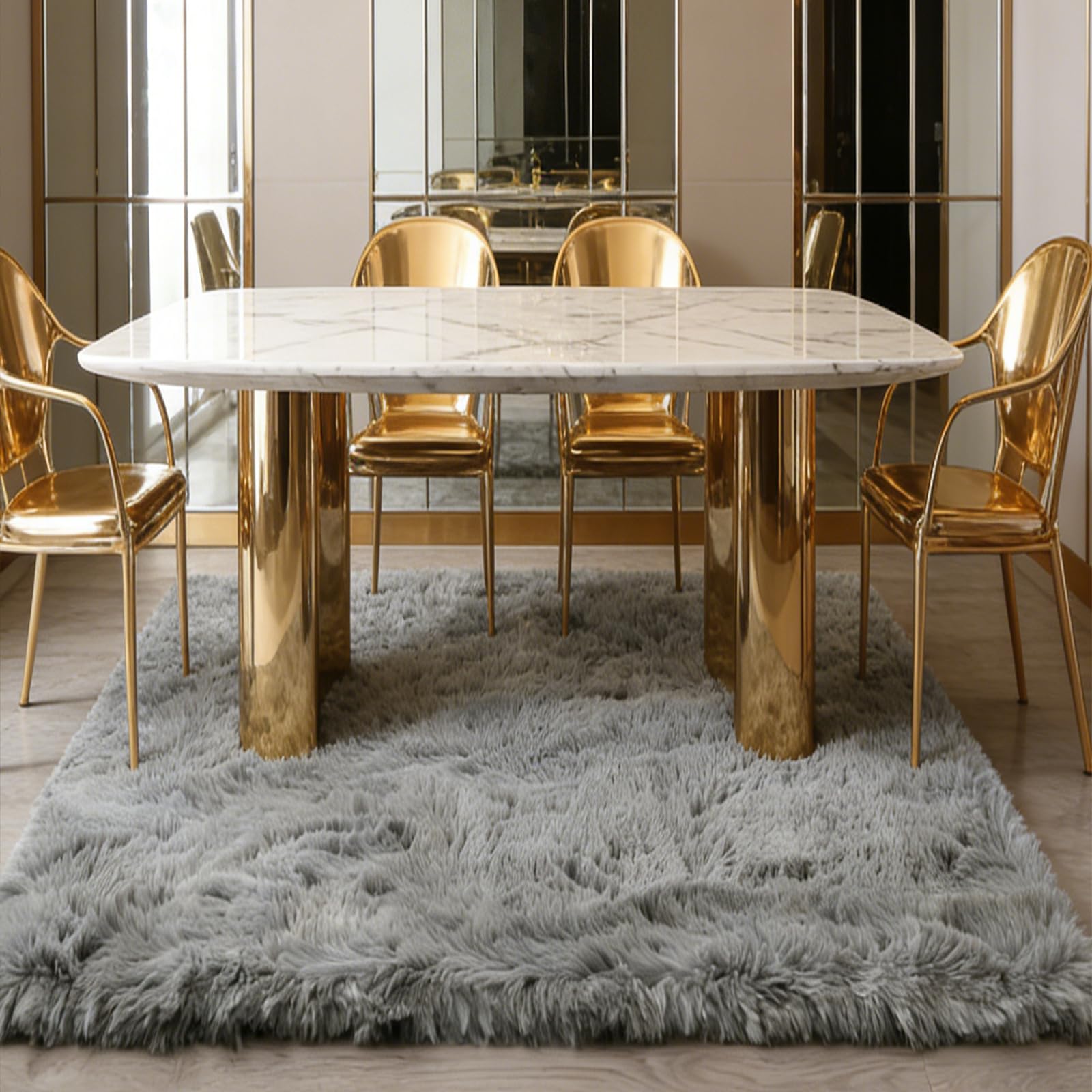 Tapis lavable et antidérapant grand format shaggy gris 250x470 cm
