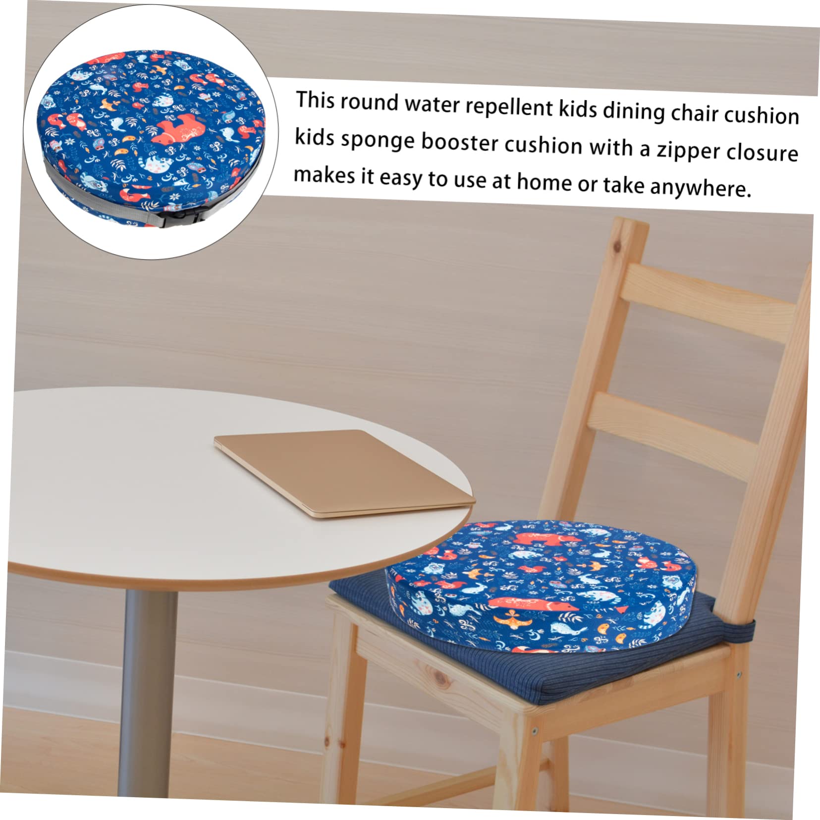 Gatuida Asiento Elevador Redondo para Niños Pequeños 34 Cm Diámetro X 8 Cm Grosor, Espuma de Alta Densidad, Tela Repelente al Agua, Silla Elevadora Portátil para Comedor Doméstico y Viaje