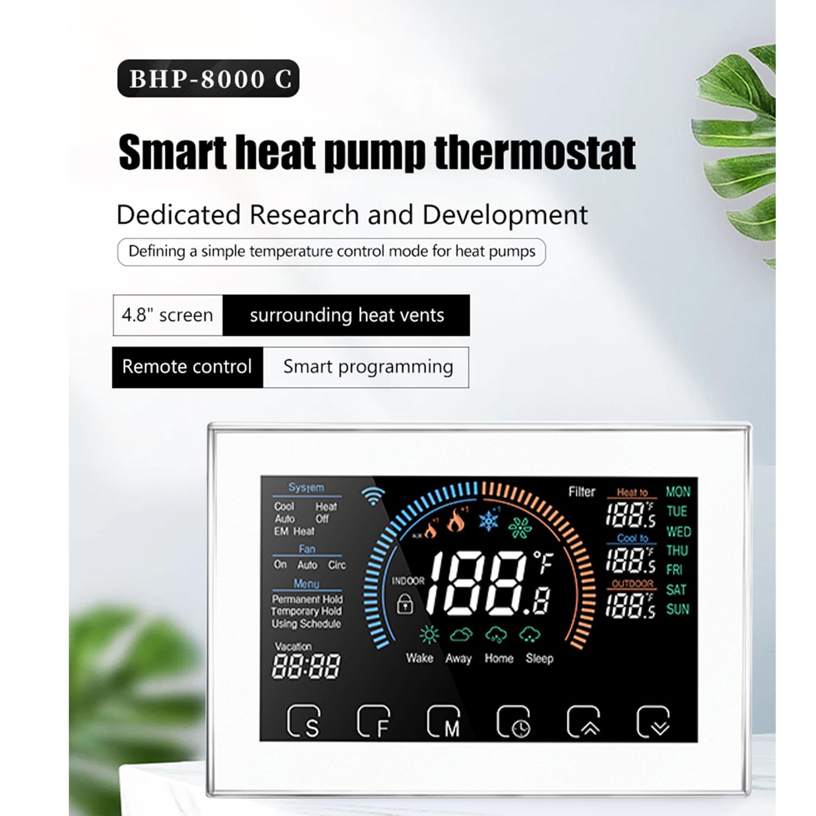 Diyeeni Inteligentny Termostat Pompy Ciepła, Inteligentna Kontrola Dotykowa Termostatu (WHITE)