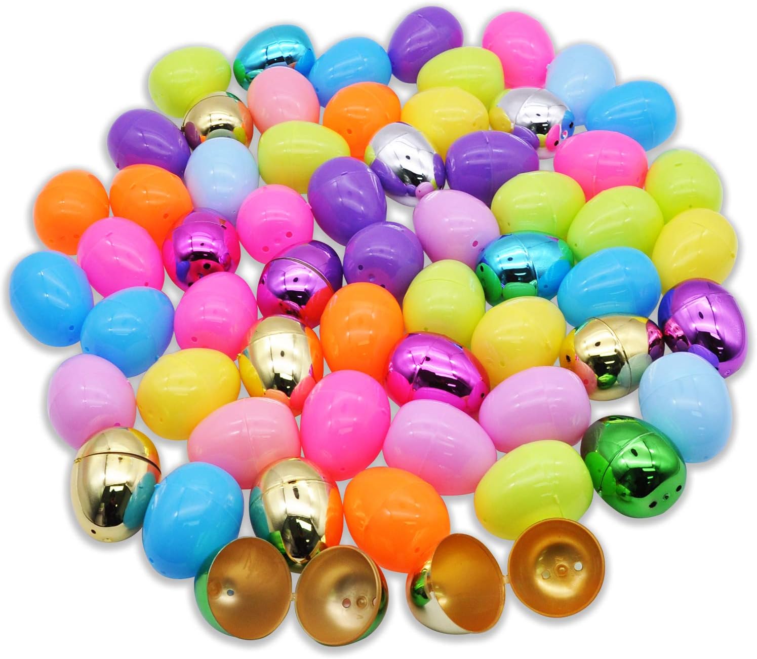 JOYIN 150 Pieces 2.3" Easter Eggs Include 6 Golden and 10 Metallic Shining for Filling Specific Treats, Theme Party Favor, Hunt, Basket Stuffers Filler, Classroom Prize