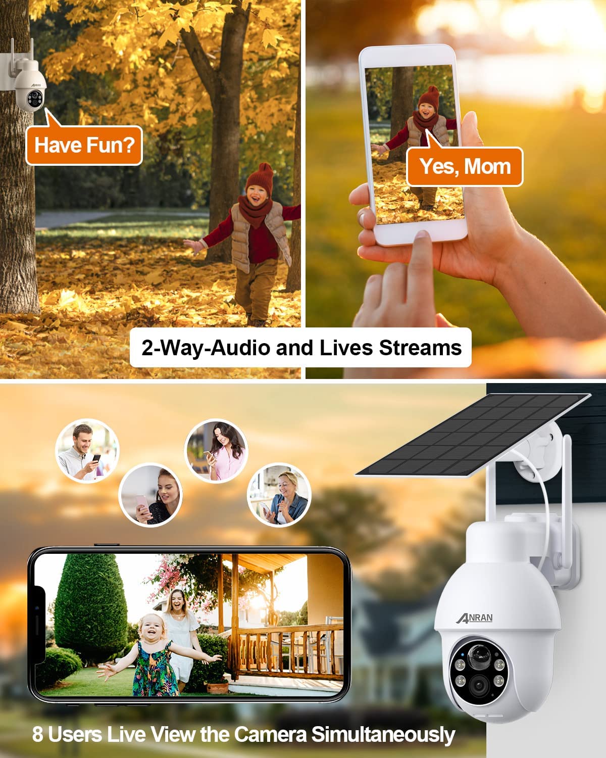 ANRAN 5MP Security Camera Outdoor Wireless with 360° View, Solar